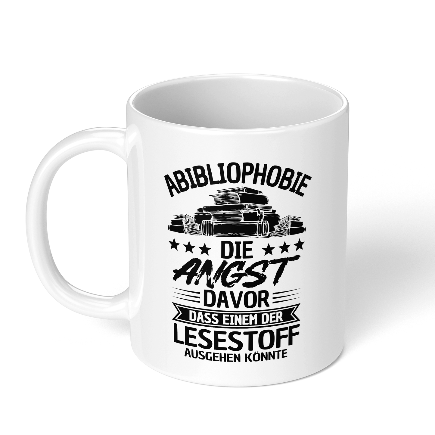 CupHaven® Lesen Tasse - Abibliophobie - Geschenk für Leseratten und Bücherwürmer