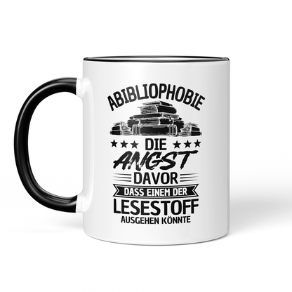 CupHaven® Lesen Tasse - Abibliophobie - Geschenk für Leseratten und Bücherwürmer