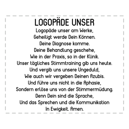 Logopädie Tasse - "Logopäde Unser"-Gebet (Logopädin, Geschenk)