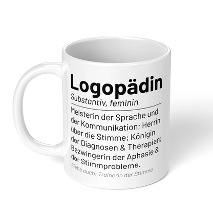 CupHaven® Logopädie Tasse - Wörterbuch "Logopädin" - Geschenk für Logopäden und Logopädinnen