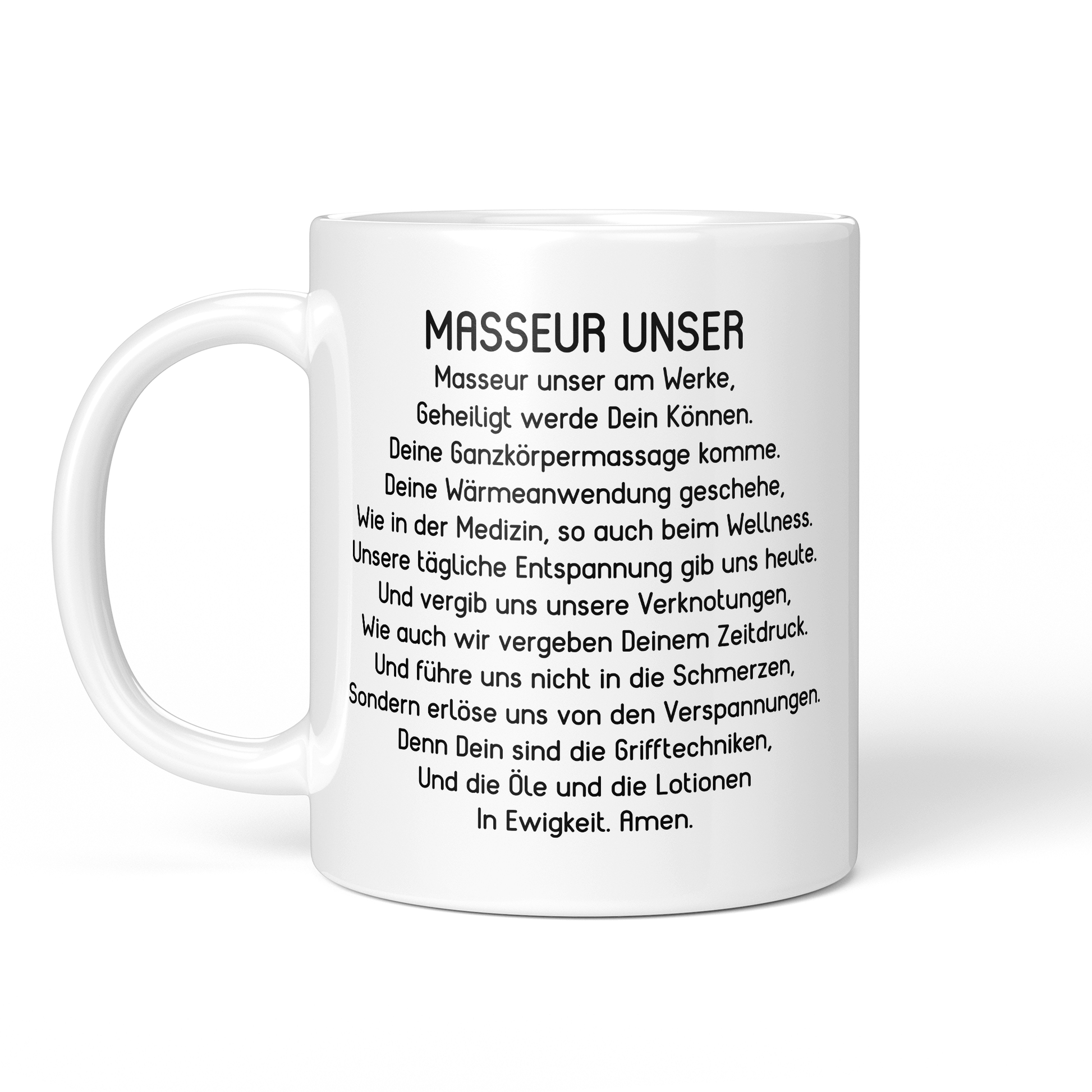 CupHaven® Masseur Tasse - "Masseur Unser"-Gebet - Geschenk für Masseure und Masseurinnen