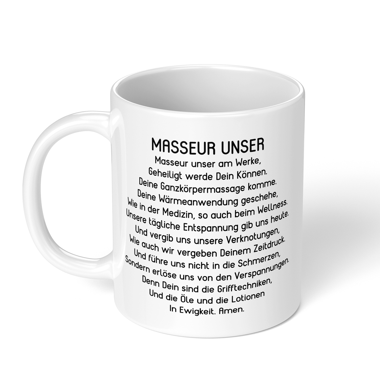 CupHaven® Masseur Tasse - "Masseur Unser"-Gebet - Geschenk für Masseure und Masseurinnen