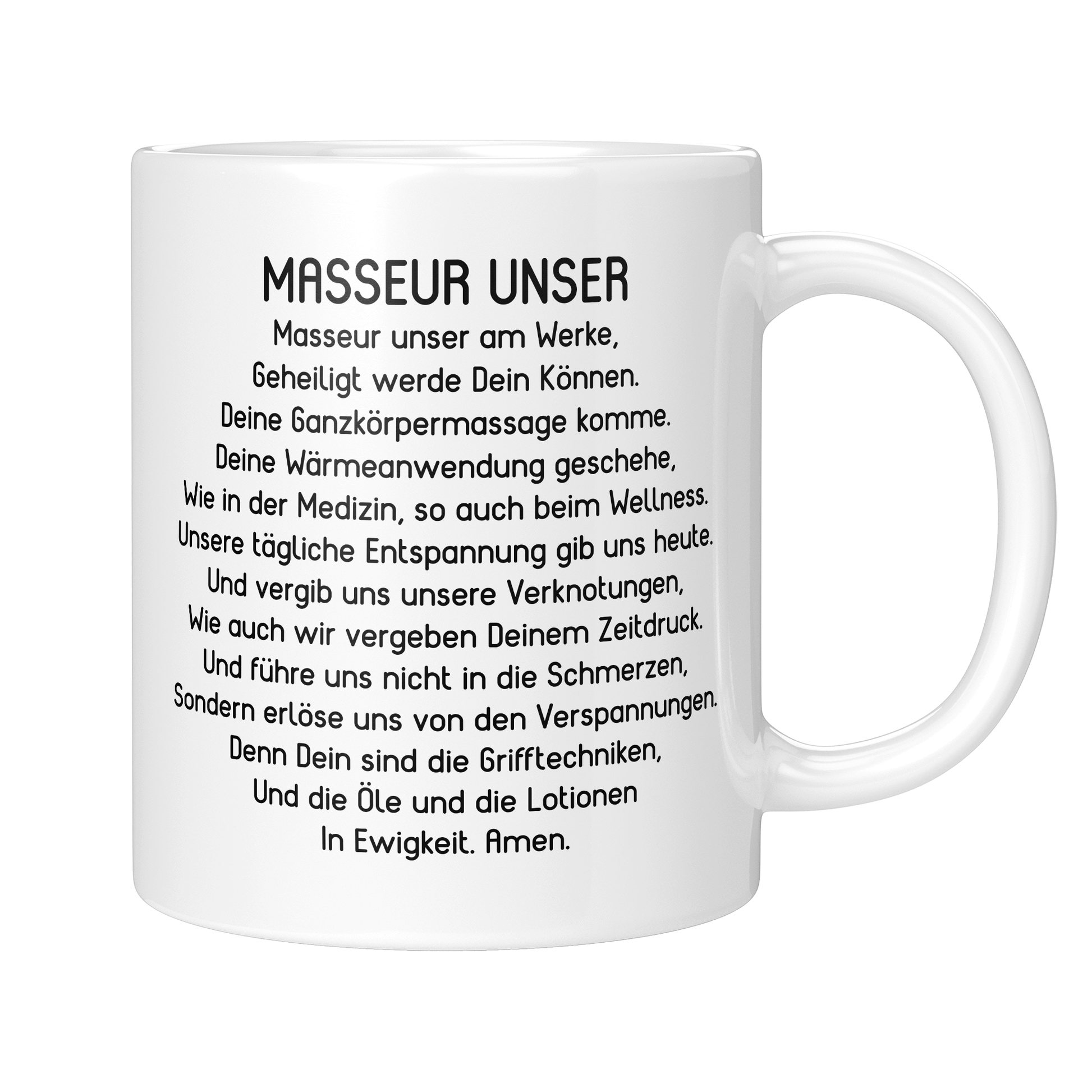 Masseur Tasse - "Masseur Unser"-Gebet (Masseurin, Massagetherapeut, Geschenk)