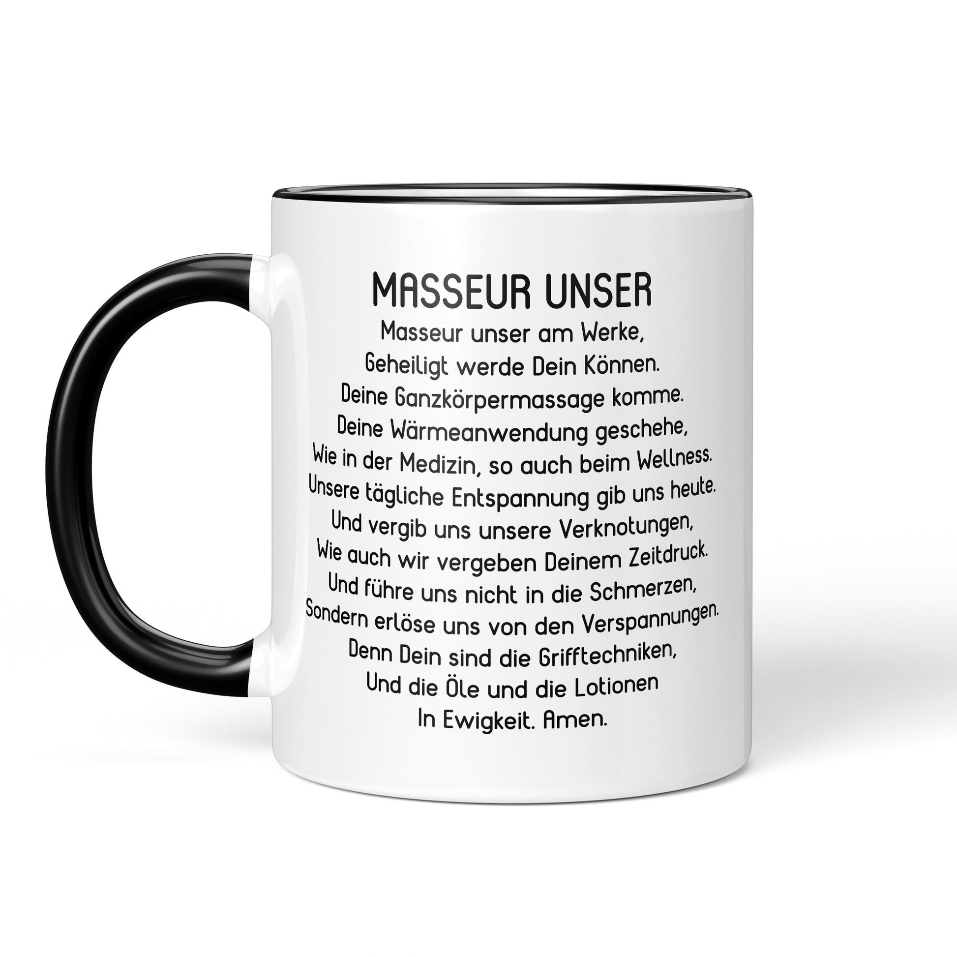 CupHaven® Masseur Tasse - "Masseur Unser"-Gebet - Geschenk für Masseure und Masseurinnen