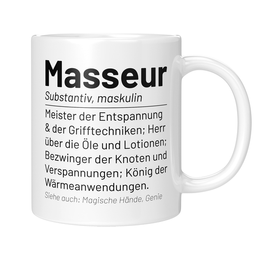 Masseur Tasse - Wörterbuch "Masseur" (Masseurin, Massagetherapeut, Geschenk)
