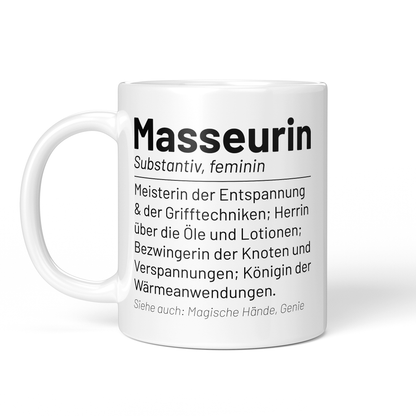 CupHaven® Masseur Tasse - Wörterbuch "Masseurin" - Geschenk für Masseure und Masseurinnen