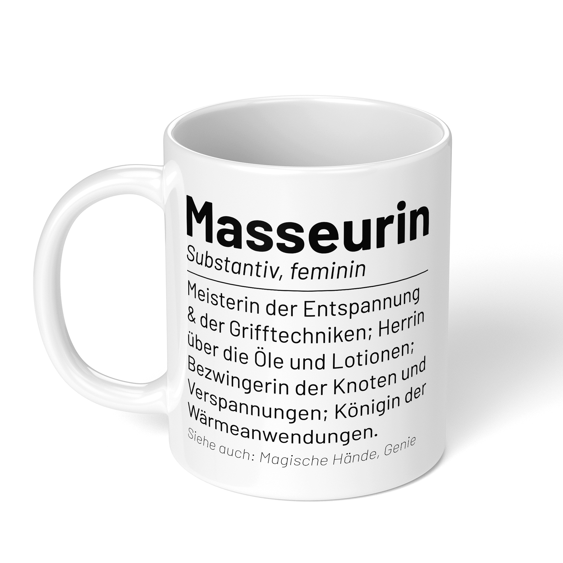CupHaven® Masseur Tasse - Wörterbuch "Masseurin" - Geschenk für Masseure und Masseurinnen