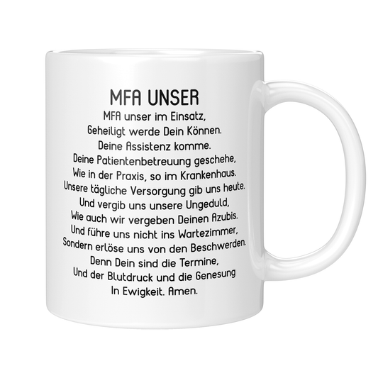 CupHaven® MFA Tasse - "MFA-Unser"-Gebet - Geschenk für Medizinische Fachangestellte und Arzthelferinnen