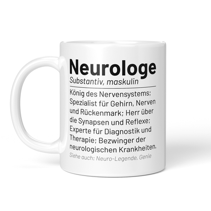 CupHaven® Neurologie Tasse - Wörterbuch "Neurologe" - Geschenk für Neurologen und Neurologinnen
