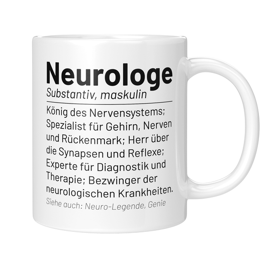 CupHaven® Neurologie Tasse - Wörterbuch "Neurologe" - Geschenk für Neurologen und Neurologinnen