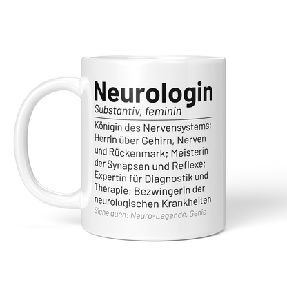 CupHaven® Neurologie Tasse - Wörterbuch "Neurologin" - Geschenk für Neurologen und Neurologinnen