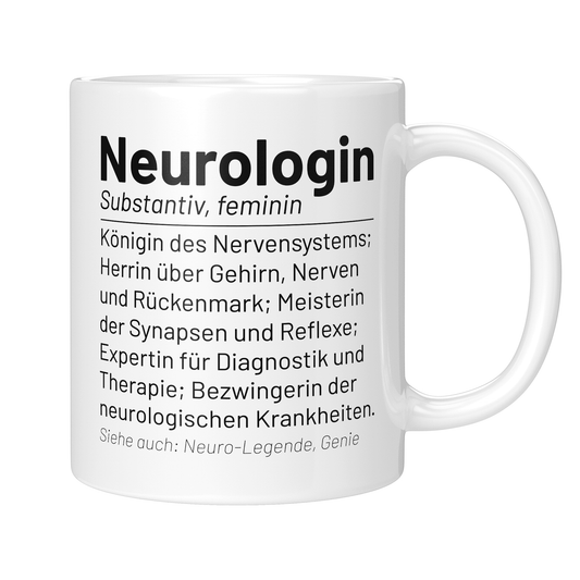 CupHaven® Neurologie Tasse - Wörterbuch "Neurologin" - Geschenk für Neurologen und Neurologinnen