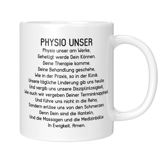 Physiotherapie Tasse - "Physio Unser"-Gebet (Physiotherapeut, Physiotherapeutin, Geschenk)