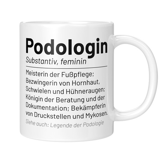 CupHaven® Podologie Tasse - Wörterbuch "Podologin" - Geschenk für Podologen und Podologinnen