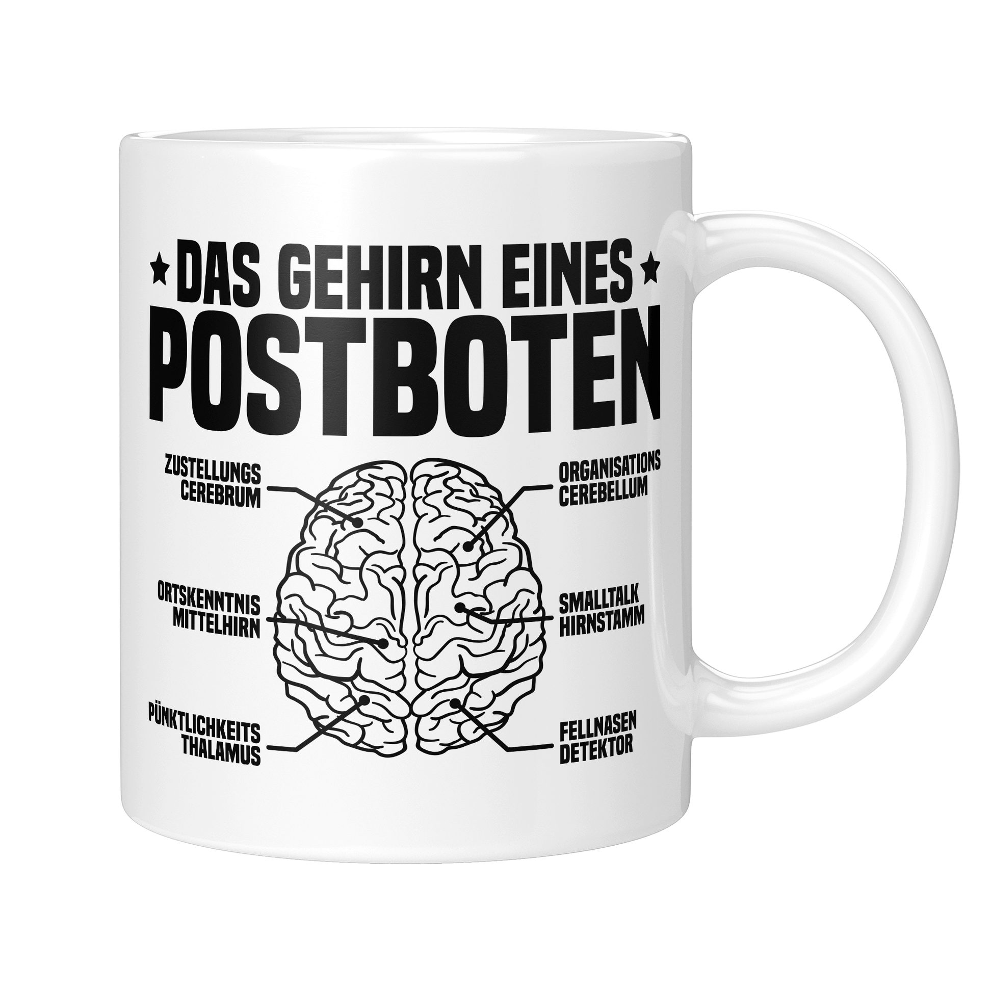 Postbote Tasse - Das Gehirn eines Postboten (Postbotin, Briefträger, Zusteller, Geschenk)