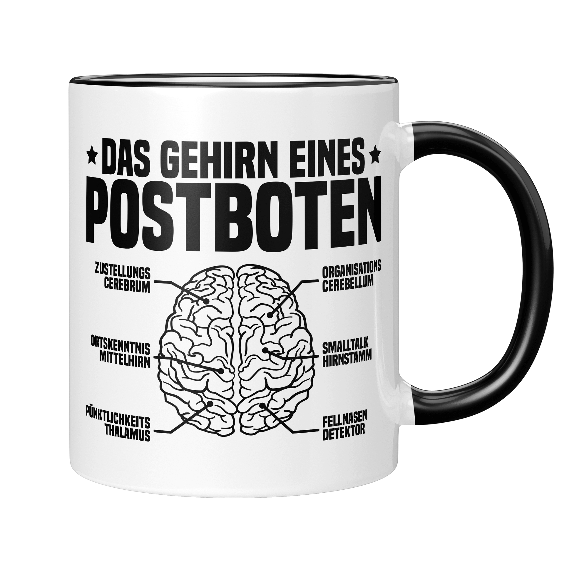 Postbote Tasse - Das Gehirn eines Postboten (Postbotin, Briefträger, Zusteller, Geschenk)
