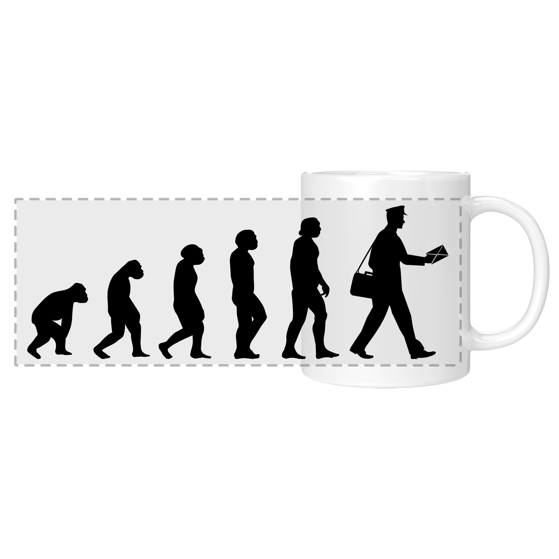 Postbote Tasse - Evolution eines Postboten (Briefträger, Zusteller, Geschenk)