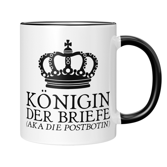 Postbote Tasse - Königin der Briefe aka die Postbotin (Briefträgerin, Zustellerin, Geschenk)