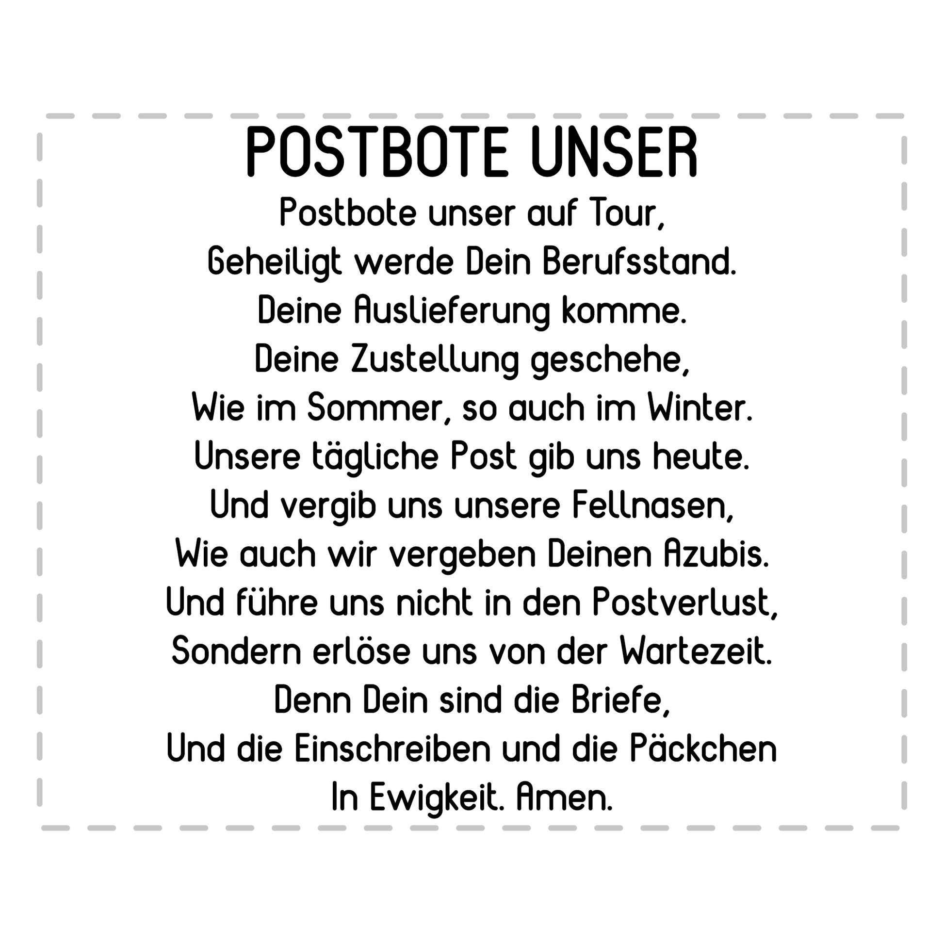 Postbote Tasse - "Postbote Unser"-Gebet (Briefträger, Zusteller, Geschenk)