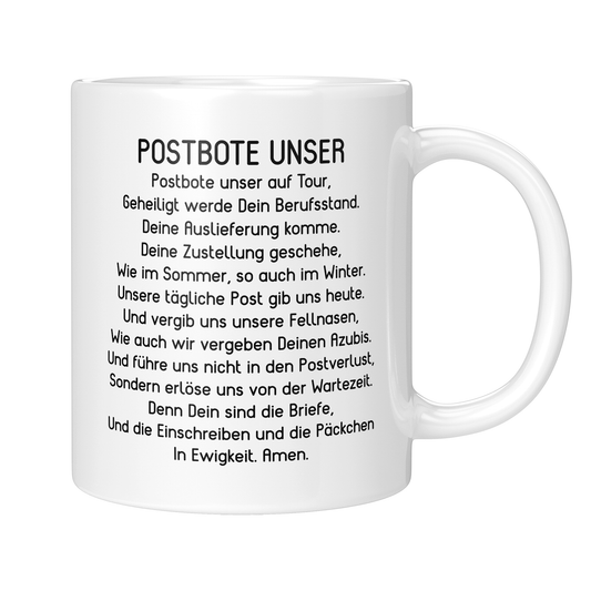 Postbote Tasse - "Postbote Unser"-Gebet (Briefträger, Zusteller, Geschenk)