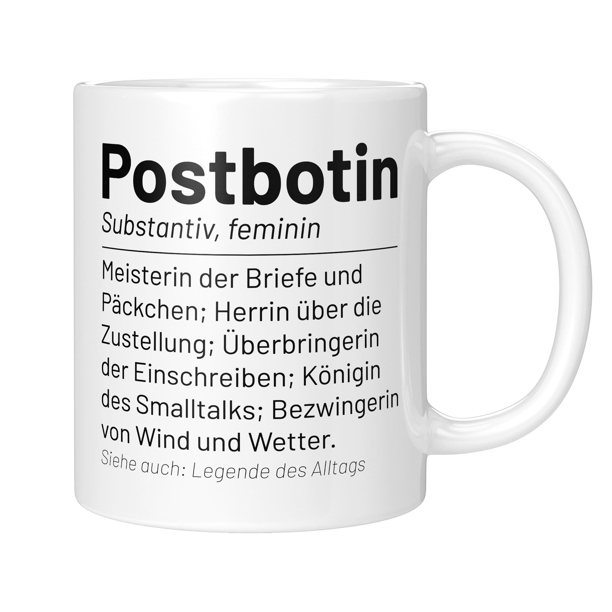 Postbote Tasse - Wörterbuch "Postbotin" (Briefträger, Zusteller, Geschenk)
