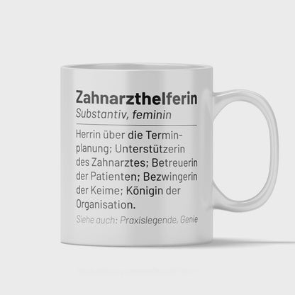 Zahnarzthelferin Tasse - Wörterbuch "Zahnarzthelferin" (Zahnmedizinische Fachangestellte, ZFA, Geschenk)