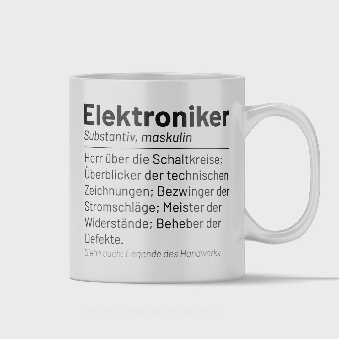 Elektroniker Tasse - Wörterbuch "Elektroniker" (Elektronikerin, Geschenk)
