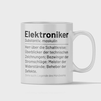 Elektroniker Tasse - Wörterbuch "Elektroniker" (Elektronikerin, Geschenk)