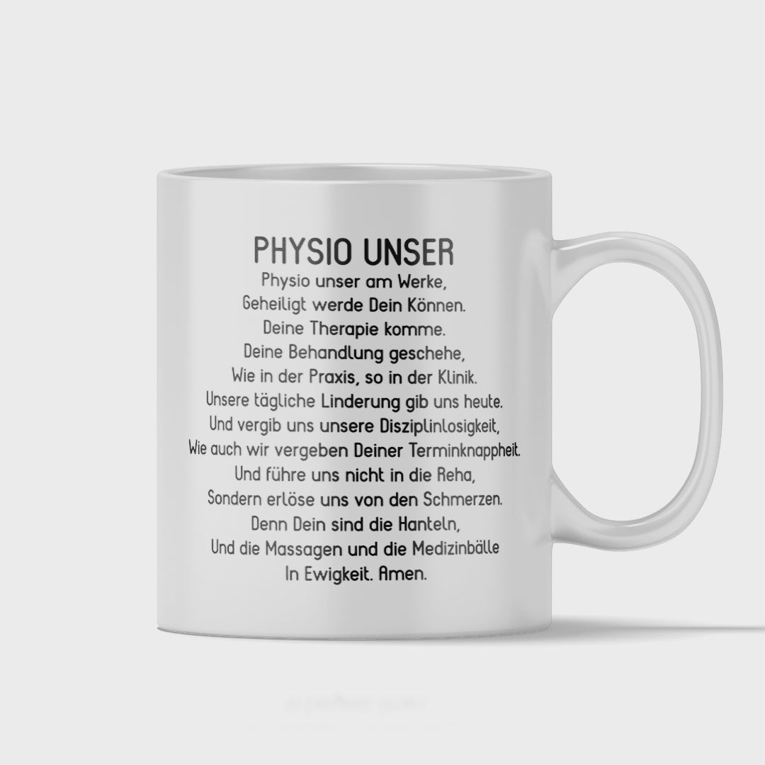Physiotherapie Tasse - "Physio Unser"-Gebet (Physiotherapeut, Physiotherapeutin, Geschenk)