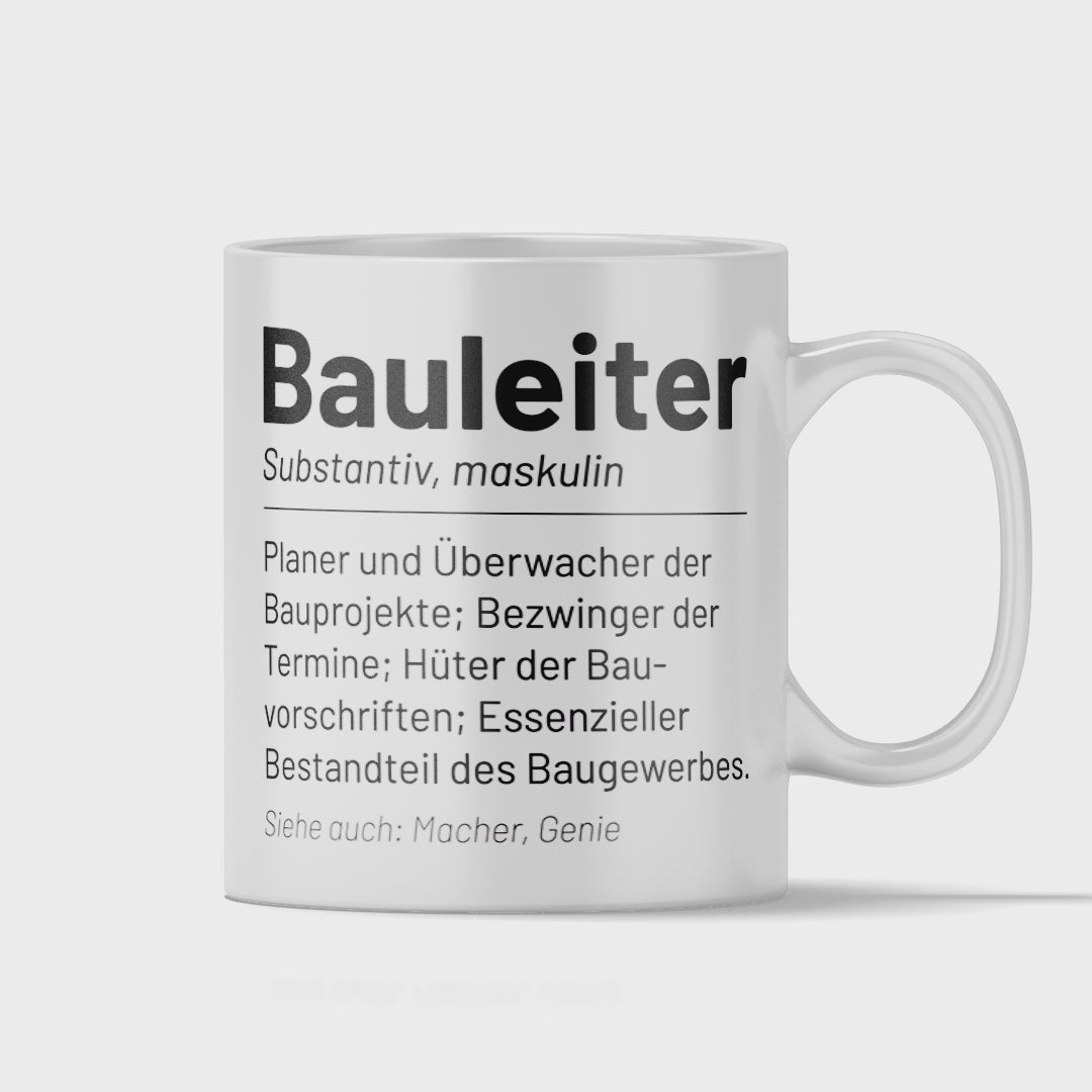 Bauleiter Tasse - Wörterbuch "Bauleiter" (Bauleitung, Bauleiterin, Geschenk)