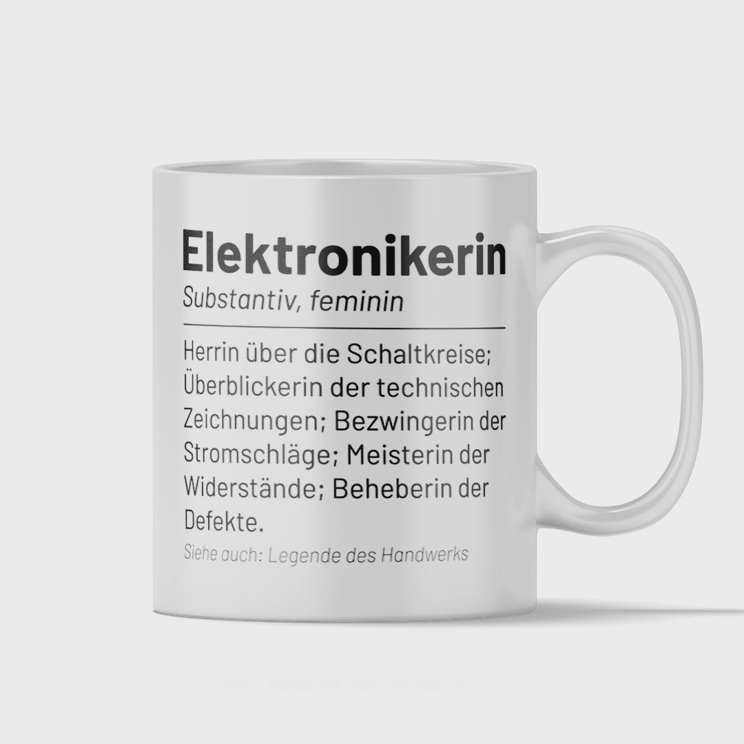 Elektroniker Tasse - Wörterbuch "Elektronikerin" (Geschenk)