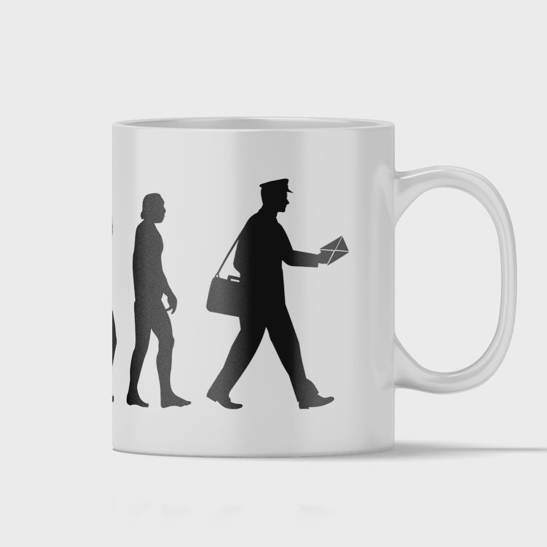 Postbote Tasse - Evolution eines Postboten (Briefträger, Zusteller, Geschenk)