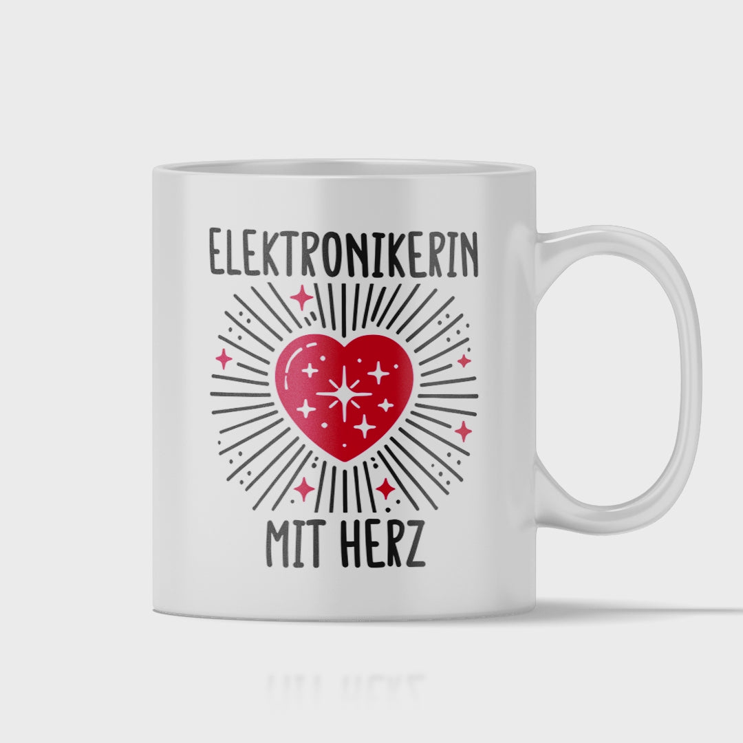 Elektroniker Tasse - Elektronikerin mit Herz (Geschenk)