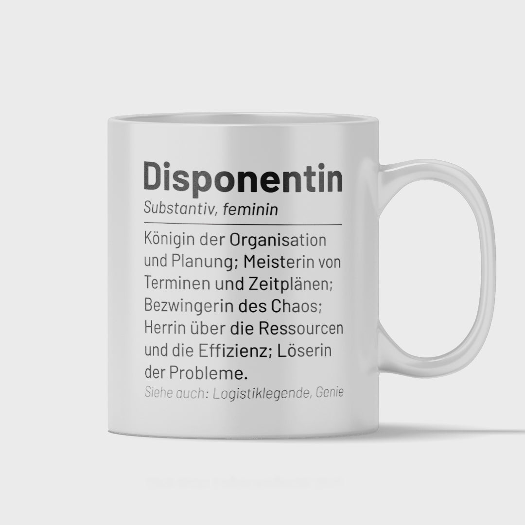 Disponent Tasse - Wörterbuch "Disponentin" (Disposition, Geschenk)