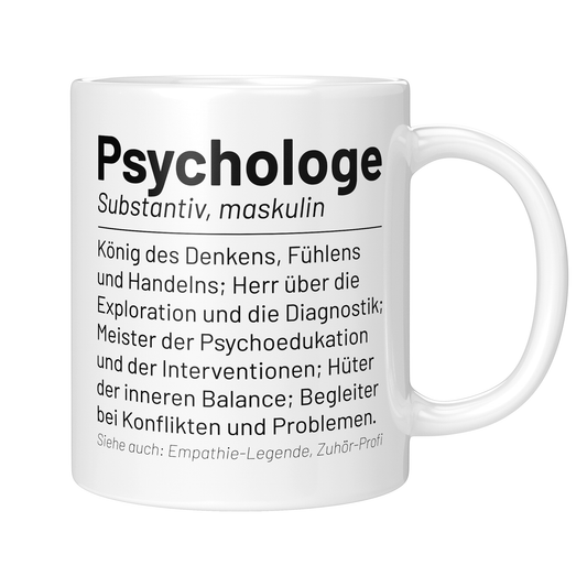 CupHaven® Psychologie Tasse - Wörterbuch "Psychologe" - Geschenk für Psychologen und Psychologinnen