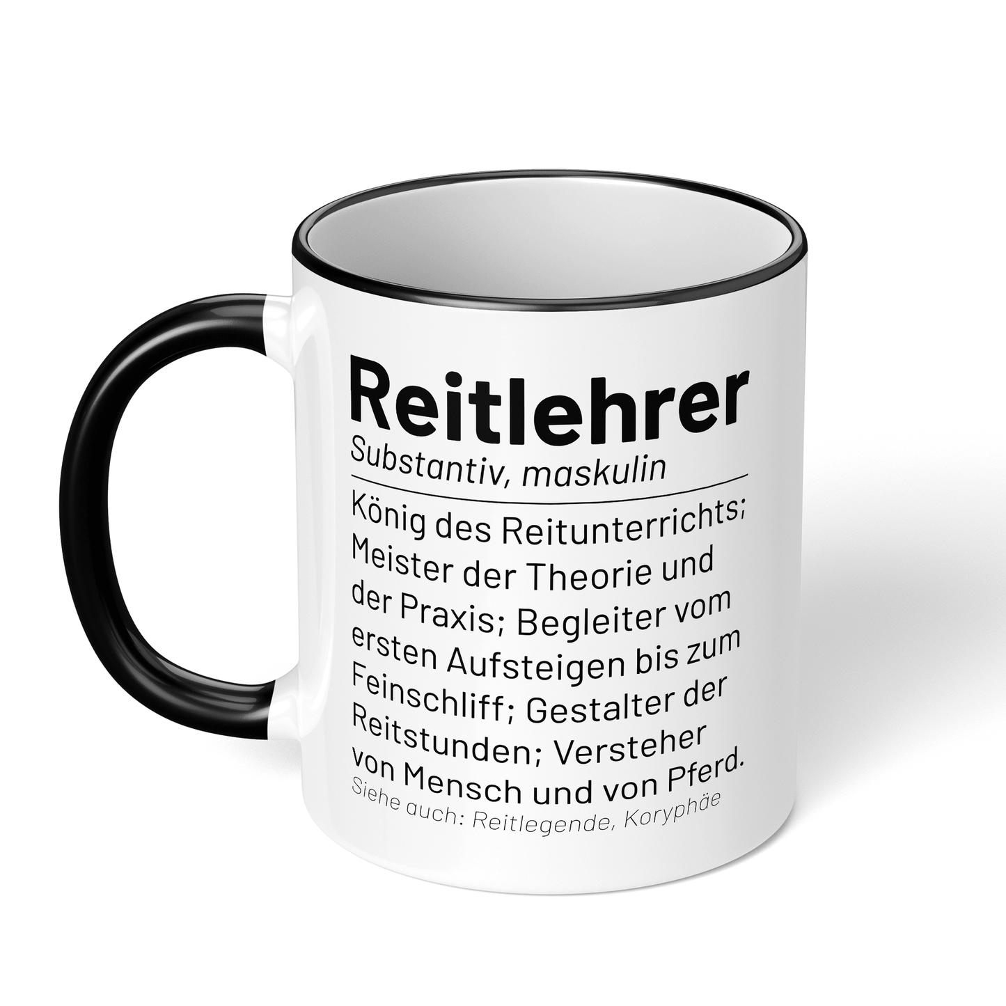 CupHaven® Reitlehrer Tasse - Wörterbuch "Reitlehrer" - Geschenk für Reitlehrer und Reitlehrerinnen