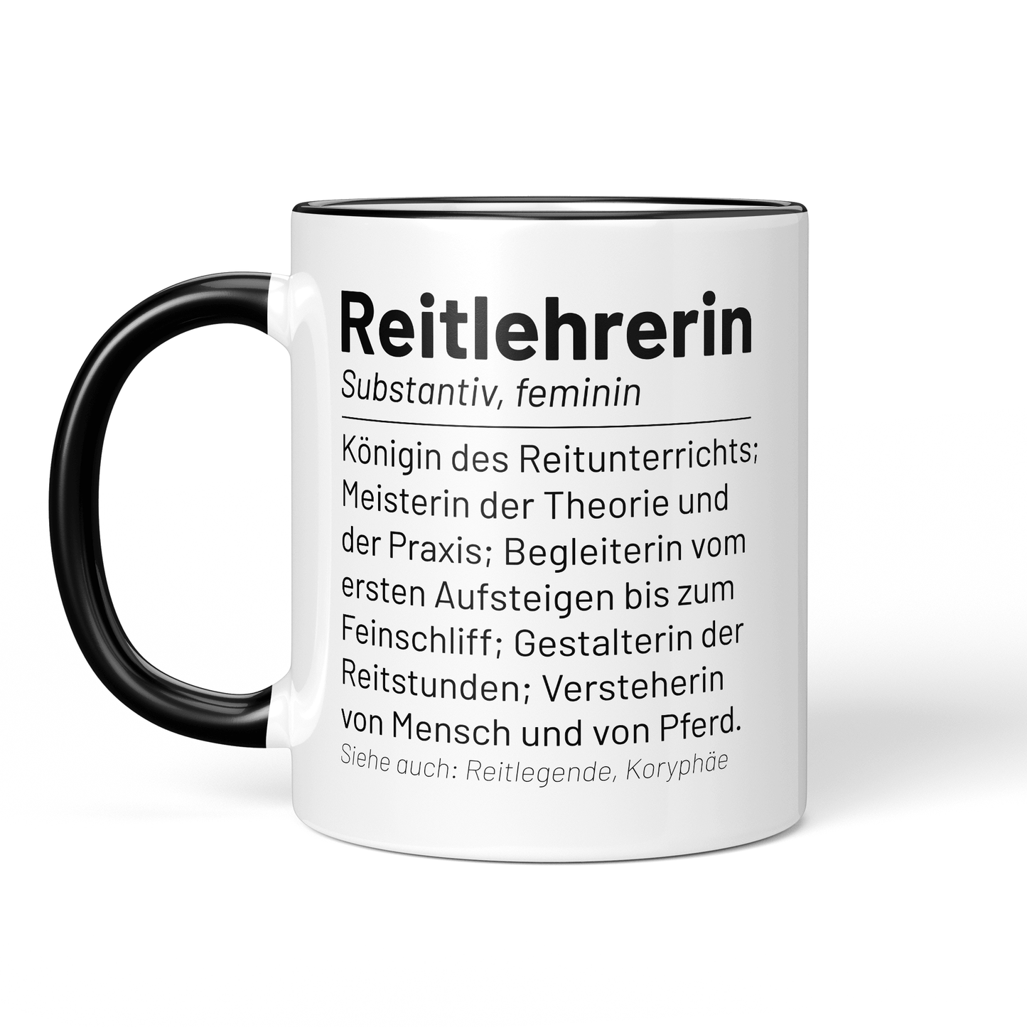 CupHaven® Reitlehrer Tasse - Wörterbuch "Reitlehrerin" - Geschenk für Reitlehrer und Reitlehrerinnen