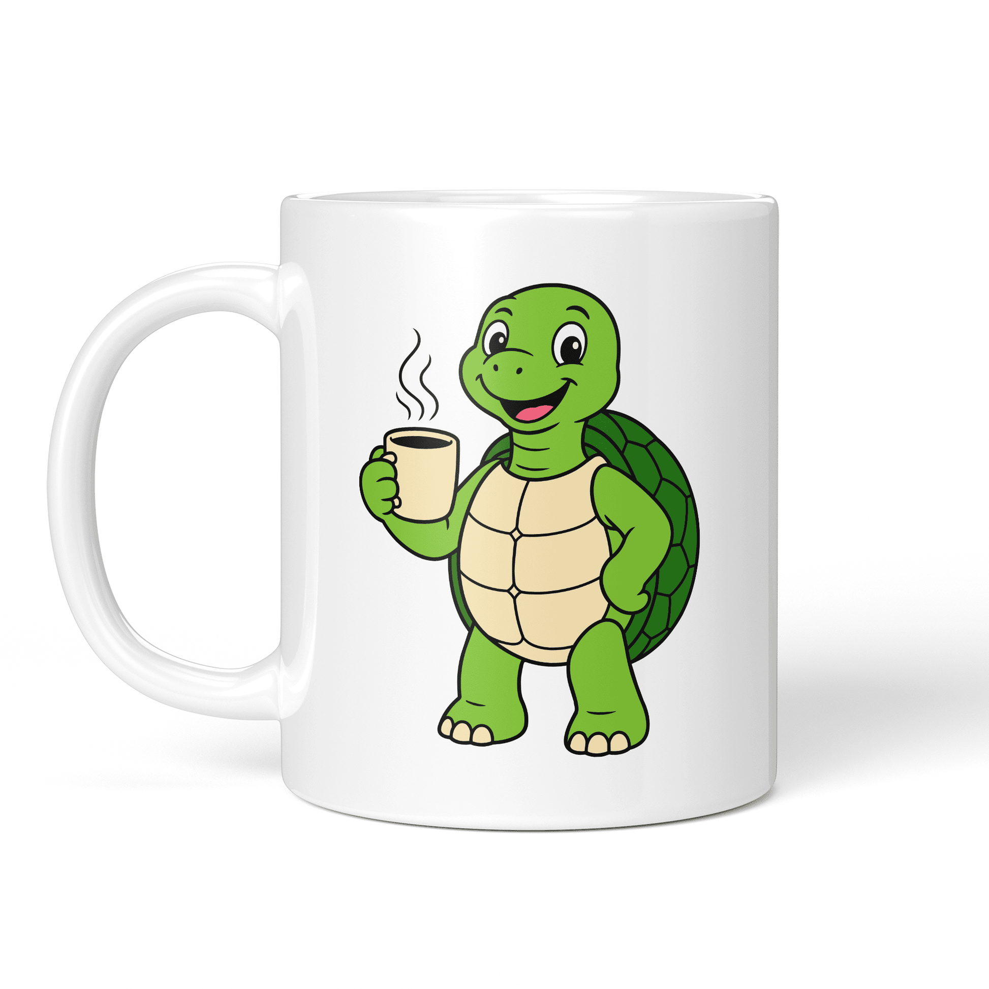 CupHaven® Schildkröte Tasse - Motivierte Schildkröte mit Kaffee - Geschenk für Schildkröten-Fans