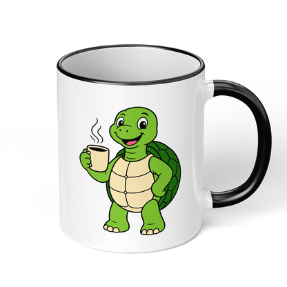 CupHaven® Schildkröte Tasse - Motivierte Schildkröte mit Kaffee - Geschenk für Schildkröten-Fans