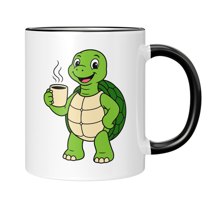 CupHaven® Schildkröte Tasse - Motivierte Schildkröte mit Kaffee - Geschenk für Schildkröten-Fans