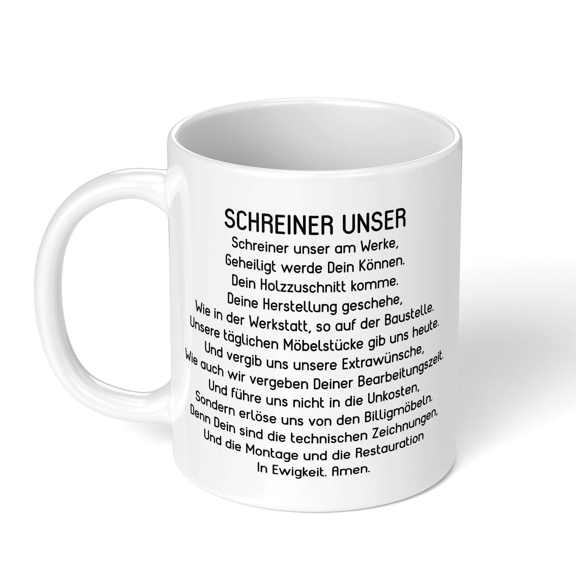 CupHaven® Schreiner Tasse - "Schreiner Unser"-Gebet - Geschenk für Schreiner und Schreinerinnen