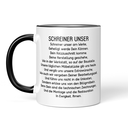 CupHaven® Schreiner Tasse - "Schreiner Unser"-Gebet - Geschenk für Schreiner und Schreinerinnen