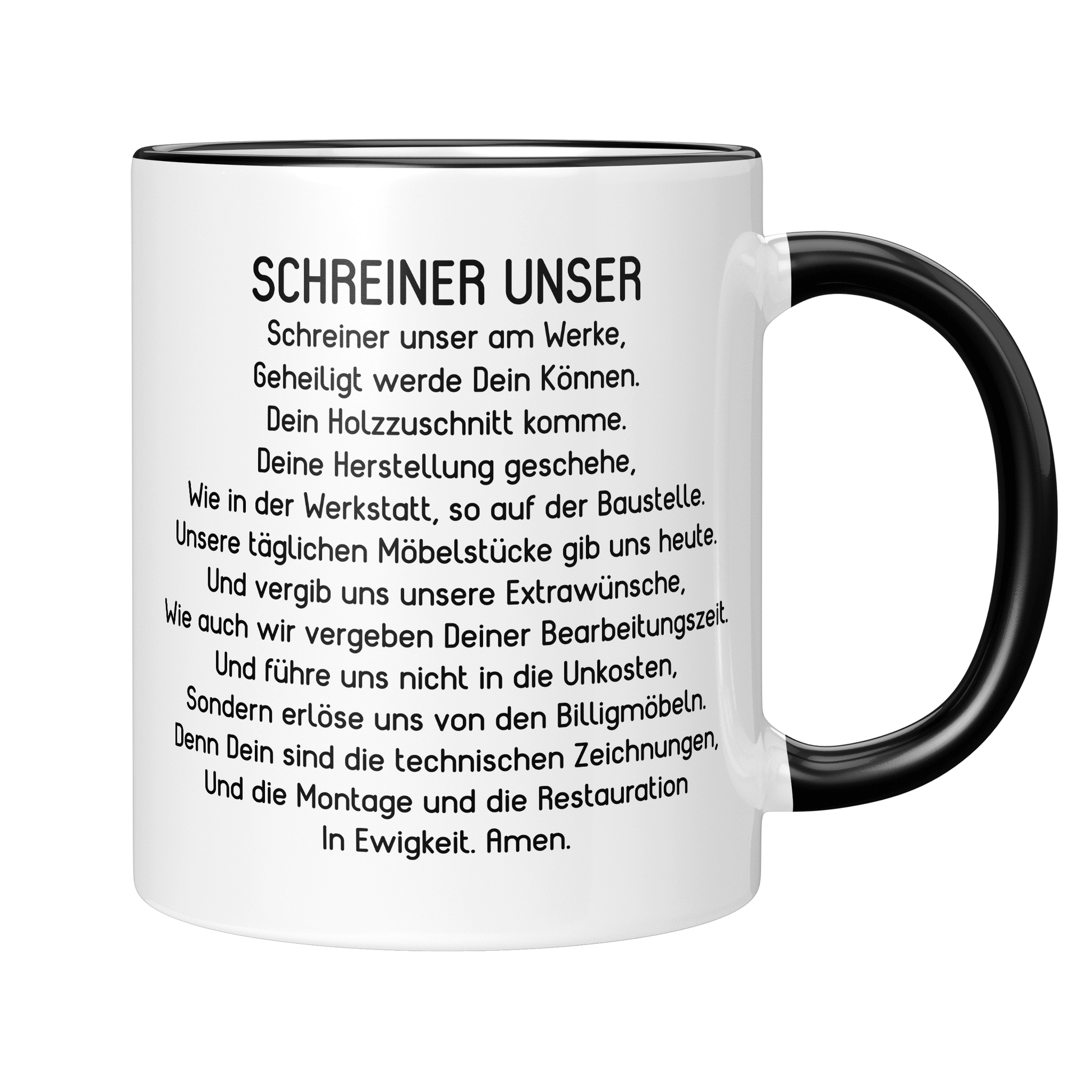 CupHaven® Schreiner Tasse - "Schreiner Unser"-Gebet - Geschenk für Schreiner und Schreinerinnen