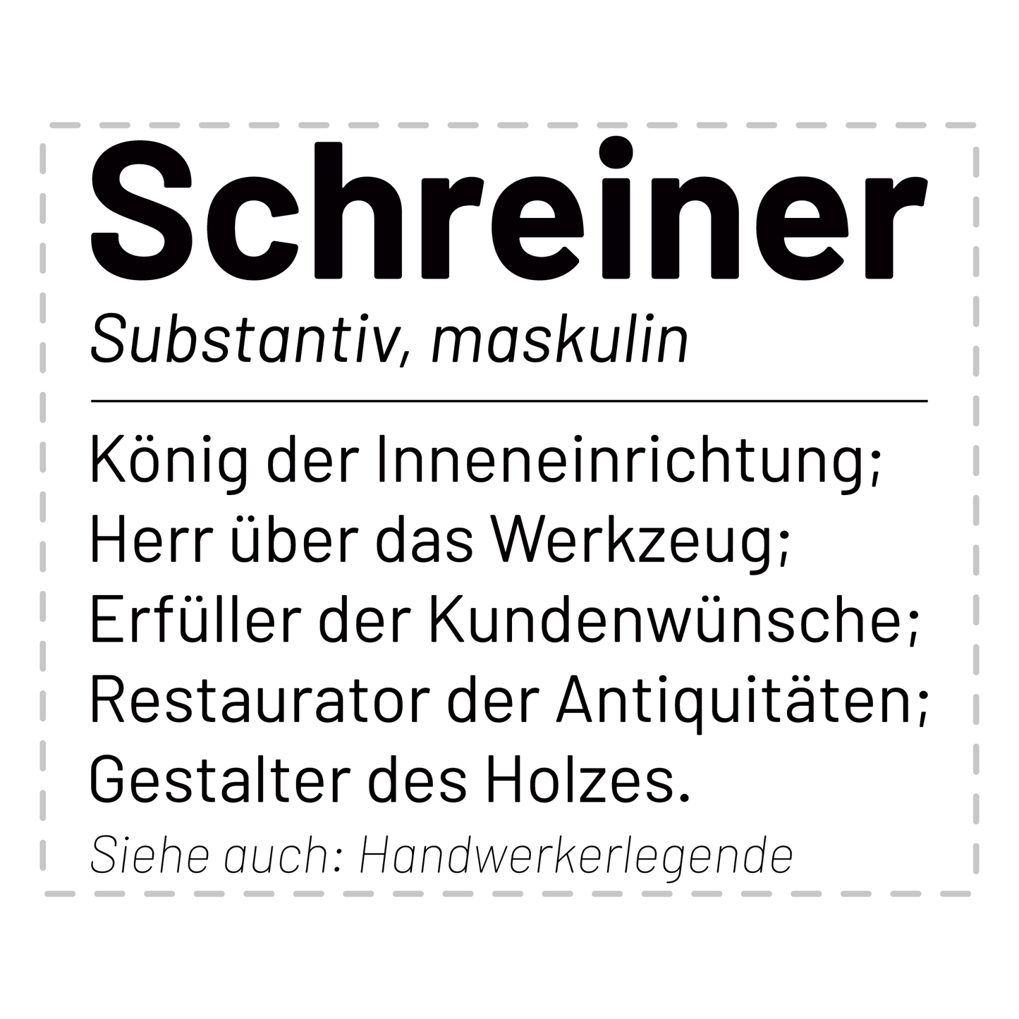 Schreiner Tasse - Wörterbucheintrag: Schreiner (Schreinerin, Geschenk)