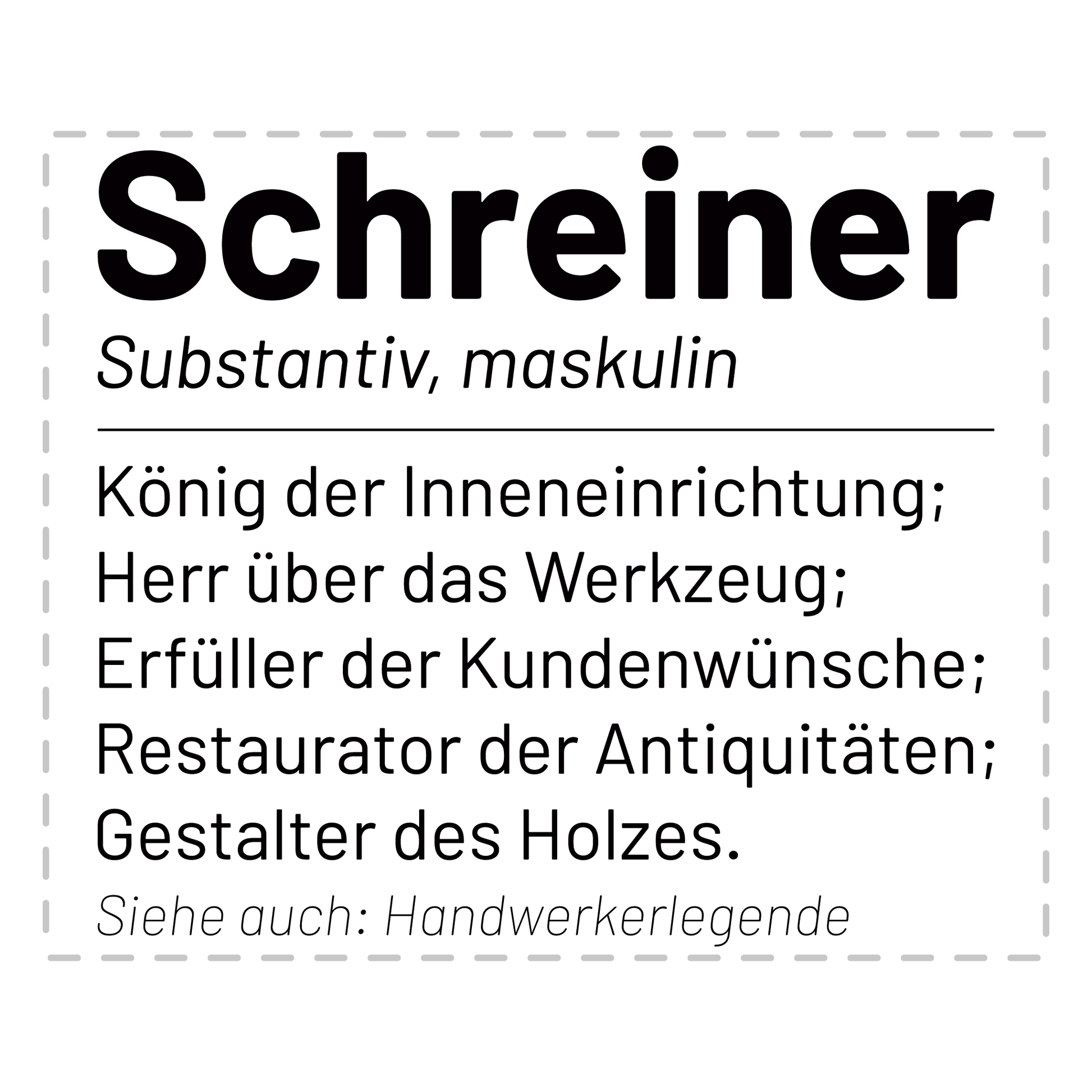 Schreiner Tasse - Wörterbucheintrag: Schreiner (Schreinerin, Geschenk)