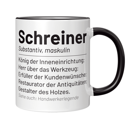 Schreiner Tasse - Wörterbucheintrag: Schreiner (Schreinerin, Geschenk)