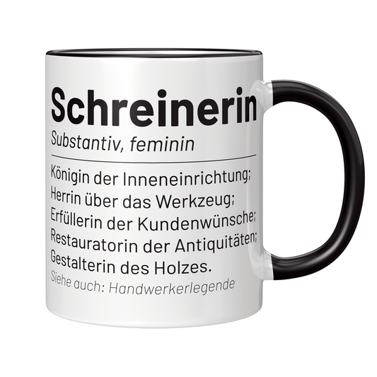 Schreiner Tasse - Wörterbucheintrag: Schreinerin (Schreinerei, Geschenk)