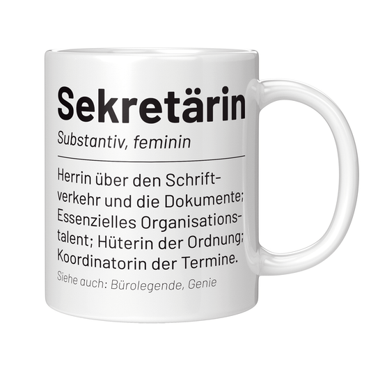 Sekretärin Tasse - Wörterbucheintrag: Sekretärin (Sekretär, Geschenk)