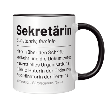 Sekretärin Tasse - Wörterbucheintrag: Sekretärin (Sekretär, Geschenk)