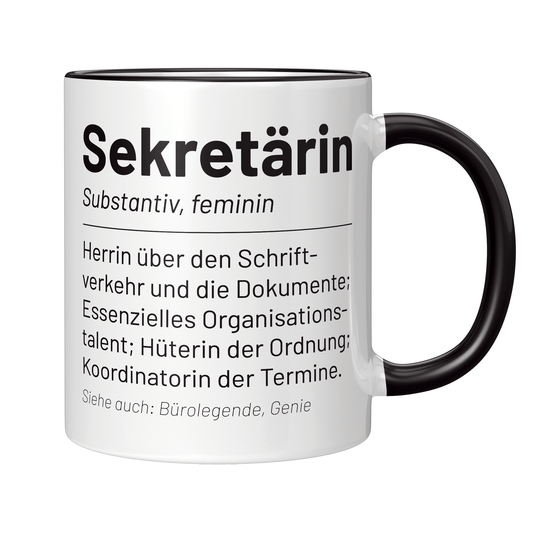 Sekretärin Tasse - Wörterbucheintrag: Sekretärin (Sekretär, Geschenk)